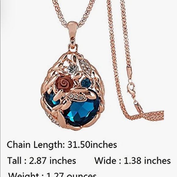 Hen night Austrian Crystal Rose Gold Wheat Shape Pendant Necklace - Picture 4 of 4